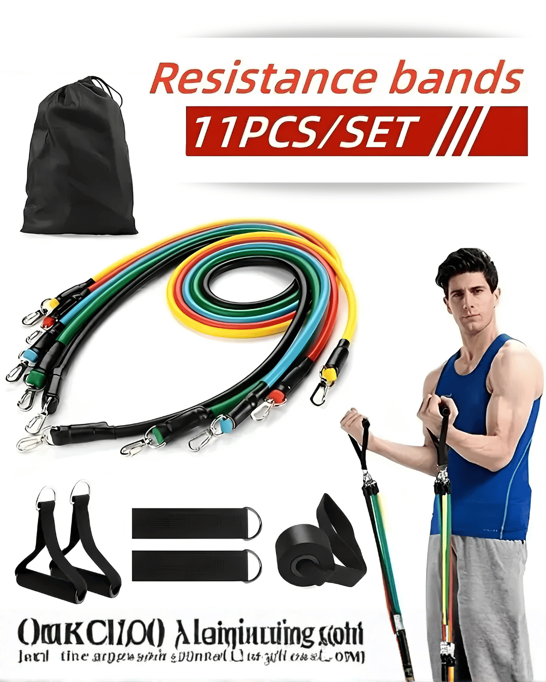 Imported Home Gym (11 Pcs) Resistance Bands Set