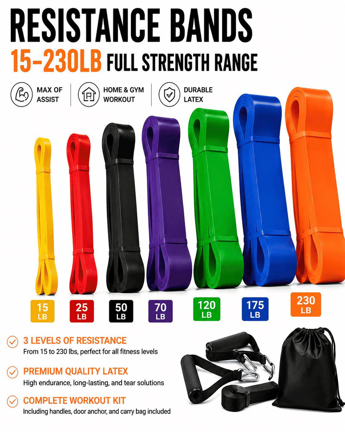 Imported Home Gym (11 Pcs) Resistance Bands Set